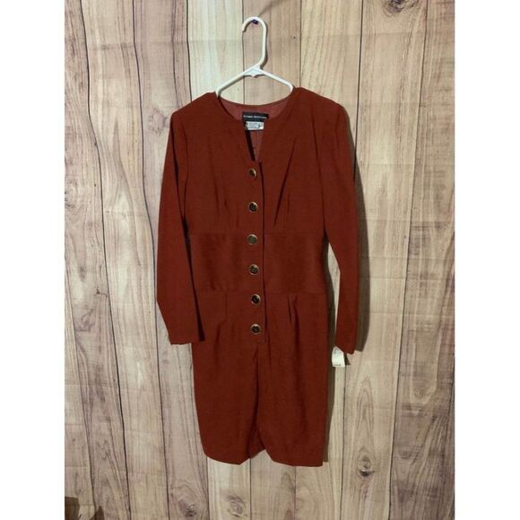 NWT Donna Morgan Brick Red Button Down Dress Sz. 4 - Picture 1 of 9